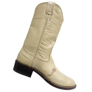 cream leather cowboy boots